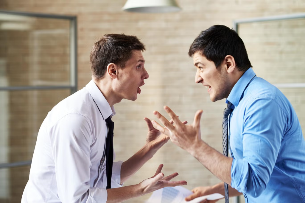 Two men arguing.